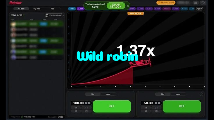 Wild robin casino presented on mobile device in Pakistan with slots and live games